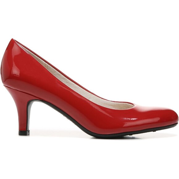 LifeStride Women Red Polyurethane Closed Pointed Toes Kitten Heel Pumps - Picture 6 of 9